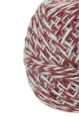 Ball of brown red white yarn