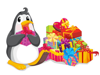 Penguin with gifts