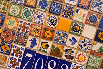 Rows of Brightly Colored Creamic Tiles
