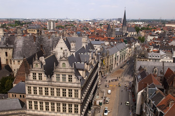 Naklejka na ściany i meble top view of Ghent in Belgium