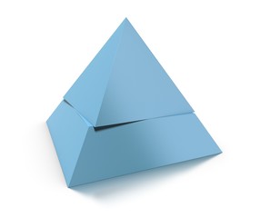 3d pyramid, two levels over white background