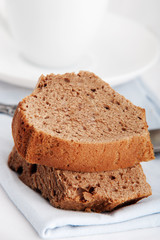 Pieces of chocolate cake on a plate