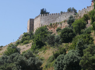 Fototapeta na wymiar Alanyas 'wybrzeża Morza Śródziemnego i osmańskich zamek