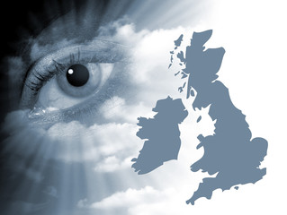 UK map eye abstract