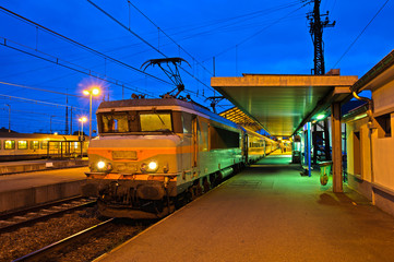 Train station in evening light (HDR), France