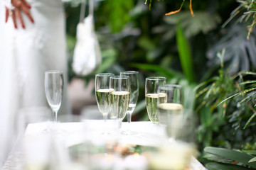 Wedding glasses filled with champagne - 41208460