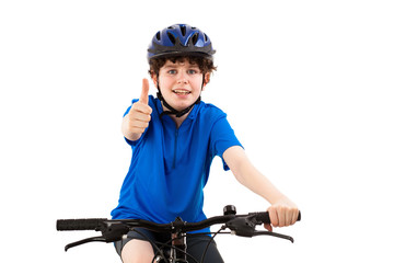 Cyclist showing OK sign  isolated on white background