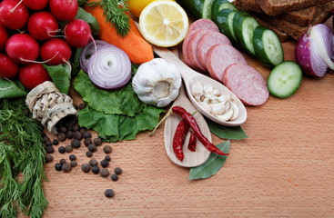 Healthy food. Fresh vegetables and fruits on a white background.