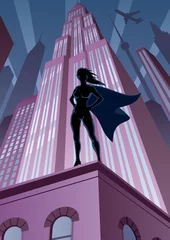 Papier Peint photo Super héros Super héroïne en ville