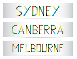 Bannières Sydney-Canberra-Melbourne