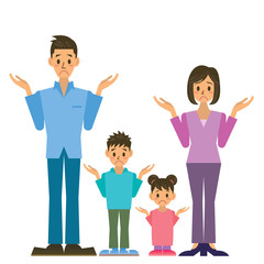 家族 親子 お手上げ イラスト