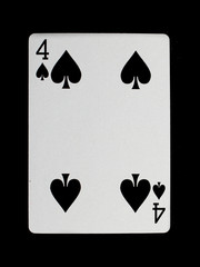 Old playing card (four) isolated