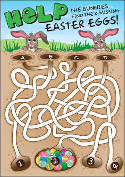 A Fun Easter Puzzle For Children. Find The Candy Eggs!