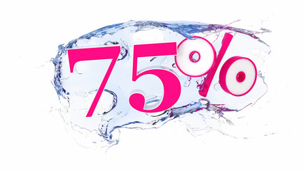 Summer sale or discount tags 75 percent water splash