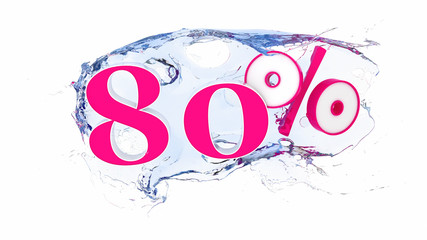 Summer sale or discount tags 80 percent water splash