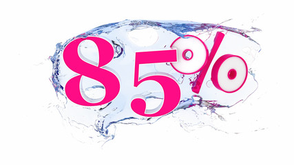 Summer sale or discount tags 85 percent water splash