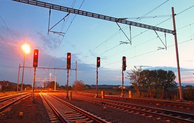 Fototapeta premium Traffic light in railroad