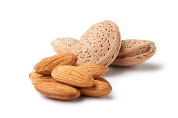 almonds isolated on the white background