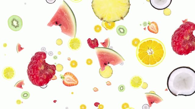 Falling mixed fruits