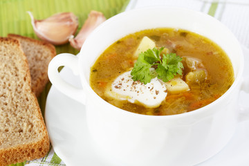 The Russian cuisine. Rassolnik soup
