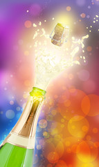 Champagne explosion.Celebrating concept