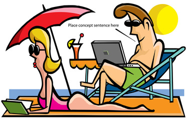 Young couple relaxing on the beach