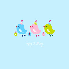 3 Birds Flying With Gifts Blue