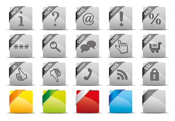 Button Set grau - Info Hilfe Mail Sale Login Suche Shop RSS SSL