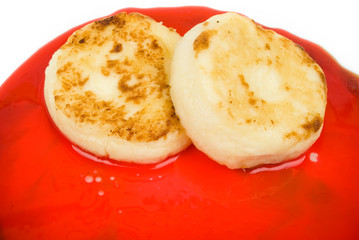 Cottage cheese dessert with a syrup