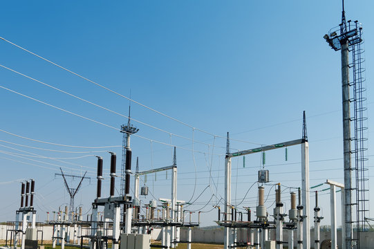 general view to high-voltage substation