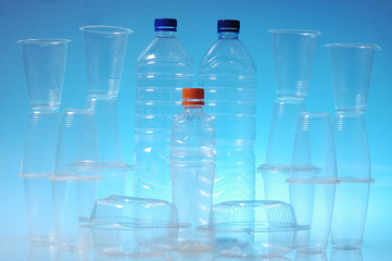 plastic cup and bottle