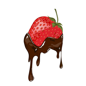 Vector illustration of a chocolate dipped strawberry