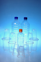 plastic of cup and bottle