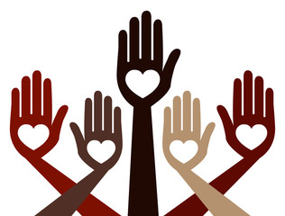 Helpful united hands vector.