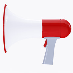 Red megaphone with red button