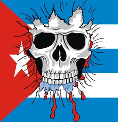Cuba flag skull