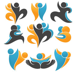 vector collection of abstract, sportive people symbols