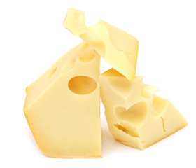 piece of cheese isolated on a white background