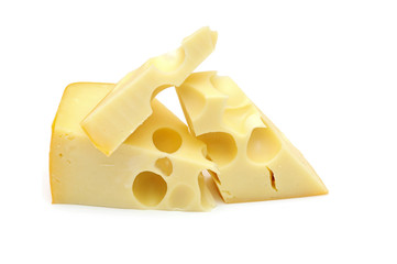 piece of cheese isolated on a white background