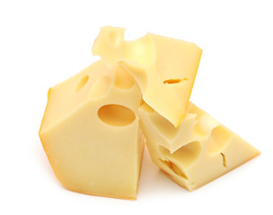 piece of cheese isolated on a white background