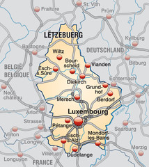 Autobahnkarte von Luxembourg mit Nachbarländern