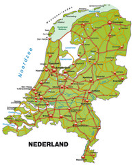 Inselkarte der Niederlande mit Autobahnen