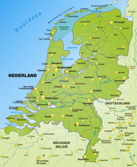 Übersichtskarte der Niederlande mit Nachbarländern