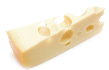 piece of cheese on a white background