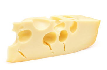 piece of cheese isolated on a white background