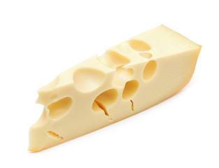 piece of cheese on a white background