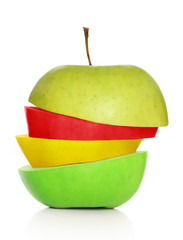 Sliced apple on white background