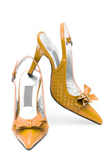 Female shoes on white background