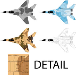 Fototapeta Detailed vector of a modern military airplane with camouflage obraz