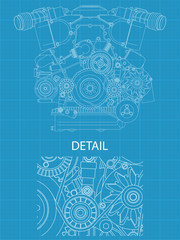 High detailed vector illustration of a V engine